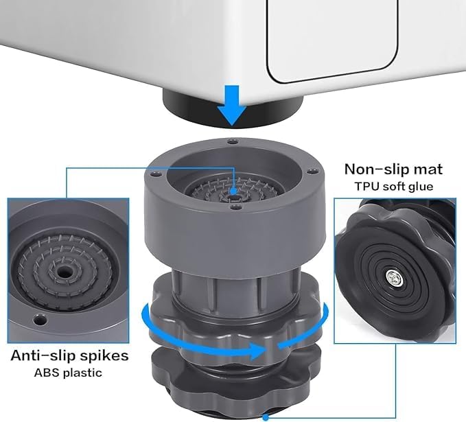 Height Adjustment Washing Machine Stand with Anti Vibration Pads.