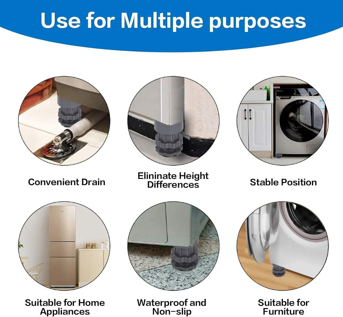 Height Adjustment Washing Machine Stand with Anti Vibration Pads.