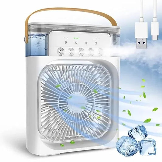 Portable Mini Air Cooler for Room Cooling with 7 Colors LED Light.